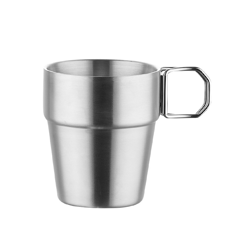 304 Stainless Steel Foldableing Handle Cold Drink Cup Commercial Catering Beer Cup Outdoor Mouth Cup Mug Camping Style Step Cup