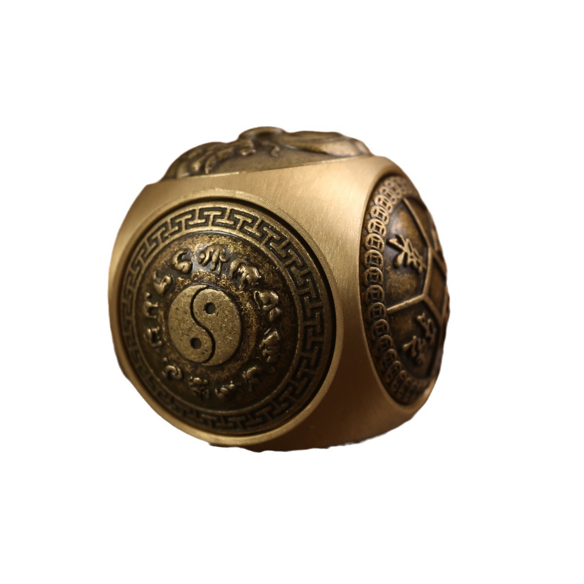 Brass six-sided round ball-shaped decompression and rotating handle parts, when running, recruiting rice Jinbao cattle to Qiankun high-end gifts