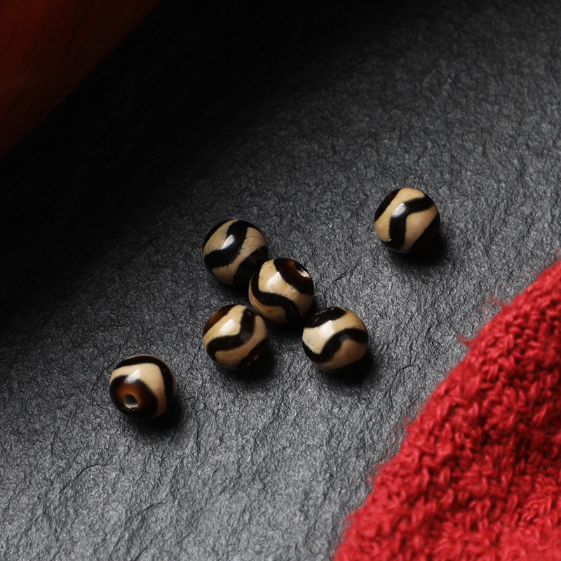 Tiger Tooth Dzi Agate Spacer Beads DIY Beaded Multi-Treasure Style Bracelet Necklace Round Bead Accessories Buddhist Bead Accessories