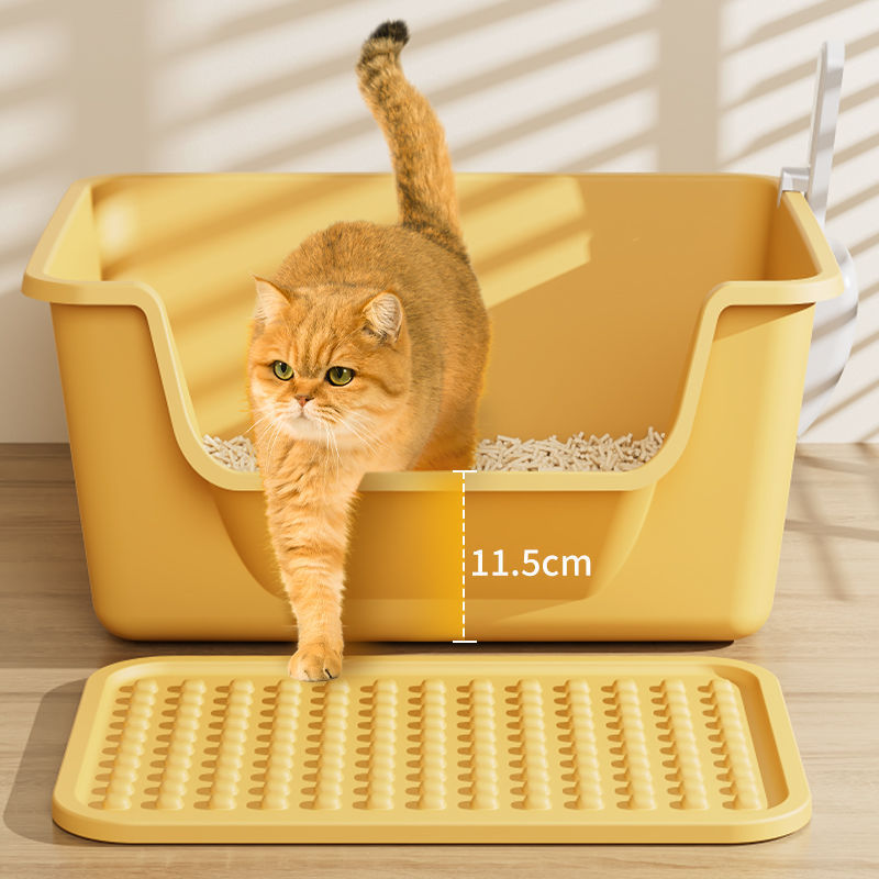 Cat Litter Box Extra Large Open Splash-Proof Cat Toilet Extra Large Cat Litter Box Semi-Enclosed Pet Supplies
