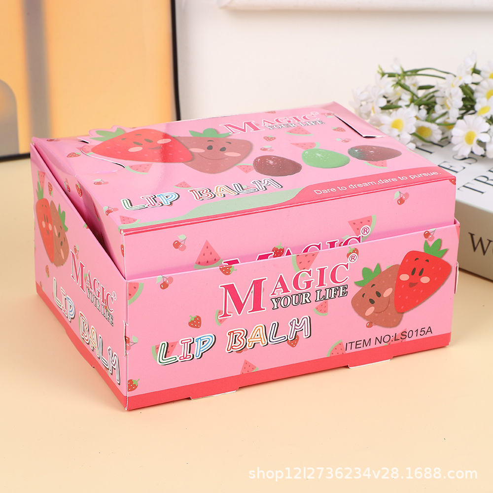 Cross-border strawberry lip balm lightening lip lines fading Lip Color Moisturizing anti-cracking hydrating moisturizing soothing fruit lipstick