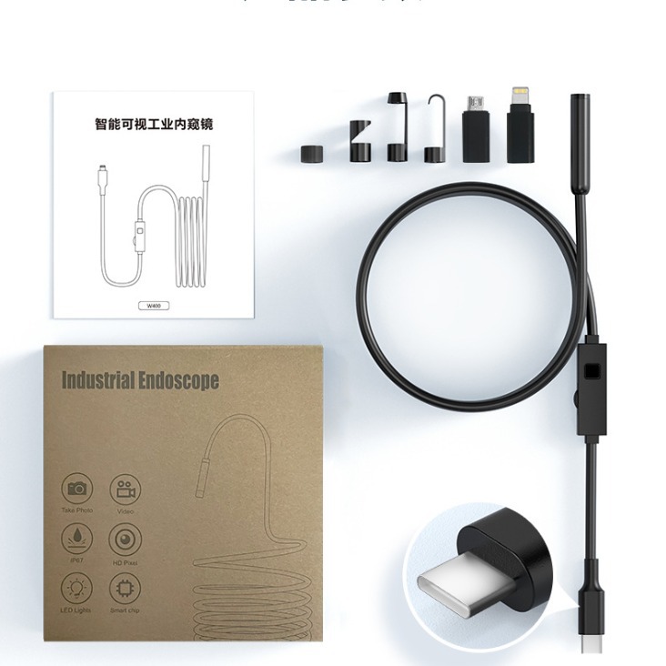 Cross-Border Popular Apple Direct-Connected Single-Lens Endoscope High-Definition Portable 20,000 Android Apple Universal Endoscope