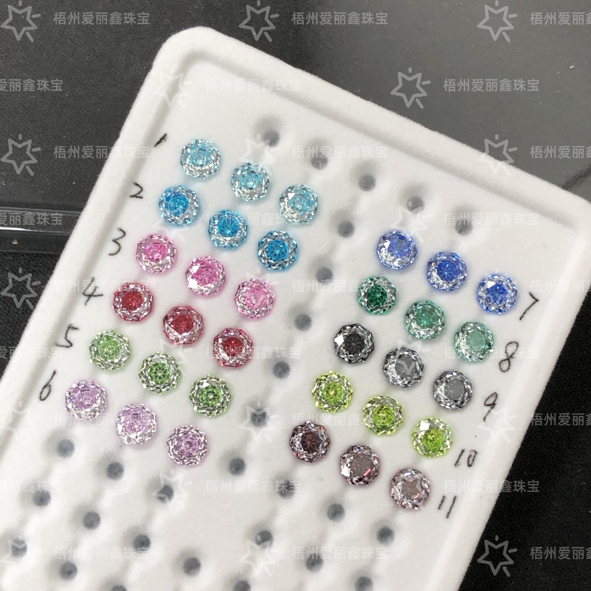 5mm Eight-Sided Clip Heart Rose Cut High Quality Wuzhou Material Sparkling Rose Cut Zircon Loose Stone