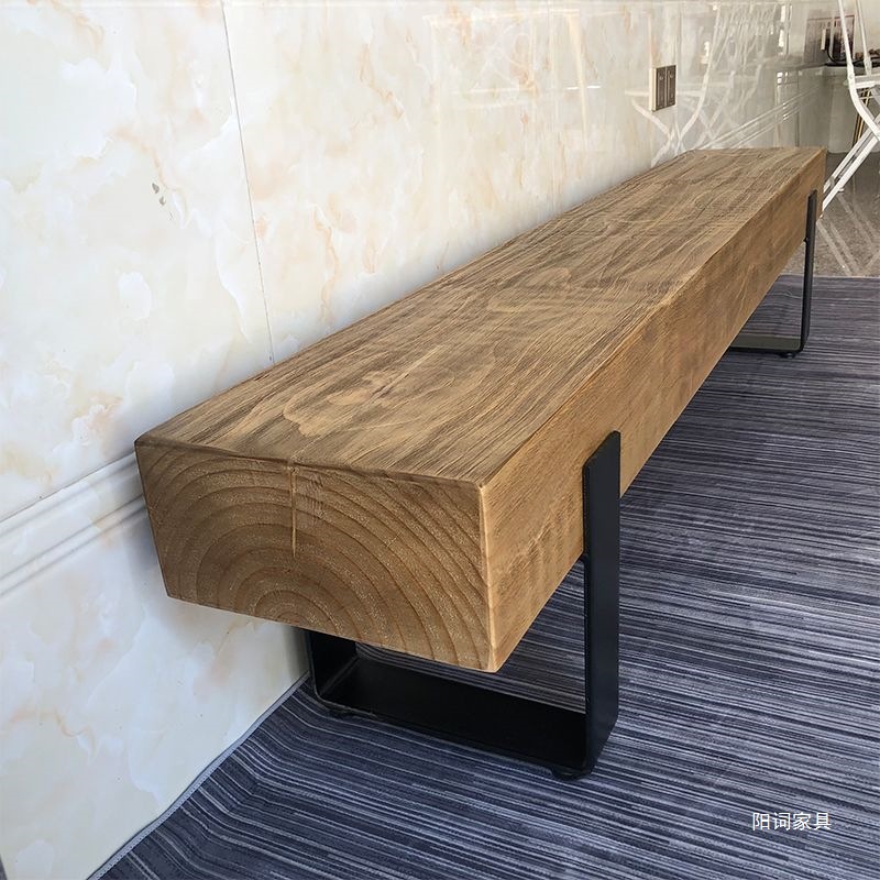 Simple Nordic Long Bench Solid Wood Bed and Breakfast Shoe Changing Stool Home Log Tv Cabinet Retro Creative Rest Low Stool