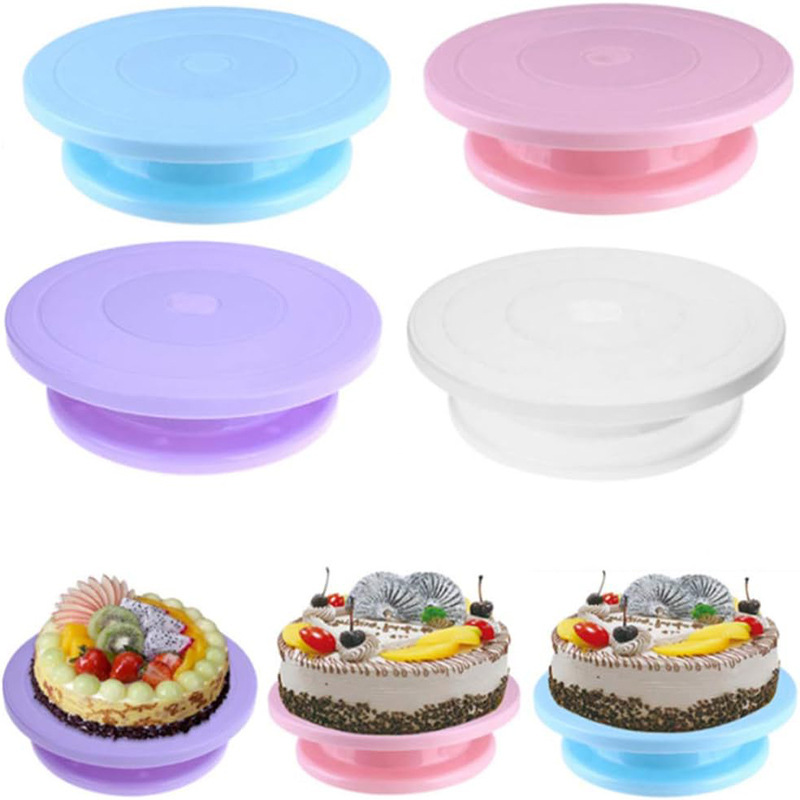 Plastic Cake Turntable Home Baking DIY Cake Decorating Tools Birthday Cake Rotating Non-slip Decorating Turntable