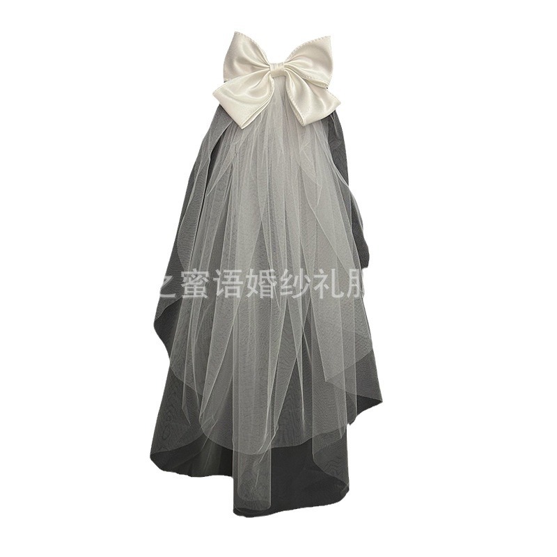 Bow Veil Light Veil Small Fresh Simple Sweet Bride Wedding Photo High-grade Headwear Travel Photo