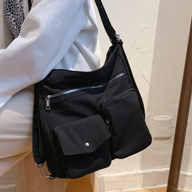 K-Style Ins Versatile Large-Capacity Bag for Women 2025 New Trendy Nylon Cloth Shoulder Bag Student Crossbody Canvas Bag