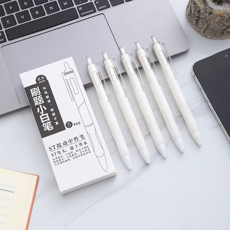 Ins Simple Solid Color High Color Gel Pen ST Head Quick Dry Brush Pen 0.5mm Press Gel Pen Wholesale