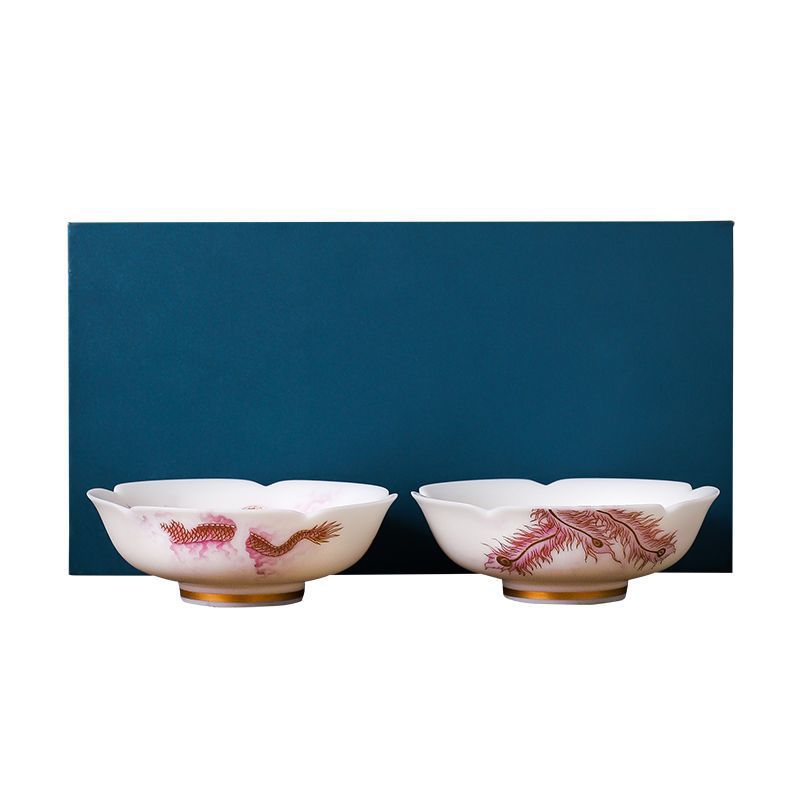 高端羊脂玉堆金龙凤茶杯个人主人茶杯白瓷茶道功夫茶具品茗杯茶盏