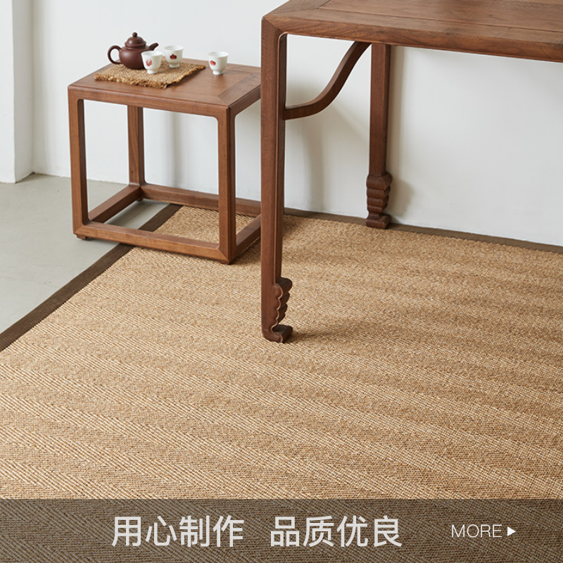 Sisal Carpet Gray Herringbone Pattern Chinese Style Living Room Bedroom Herringbone Pattern Tea Room Zen Model Room Straw Floor Mat