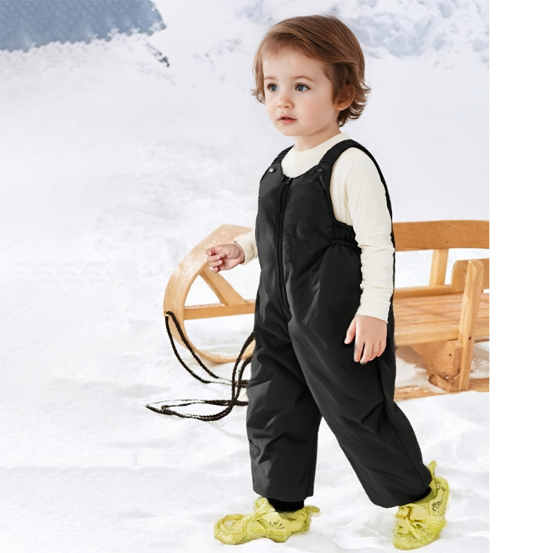 Children's down Overalls for Boys and Girls, Warm Jumpsuits, Baby Thickeneded Outer Wear down Pants, 2025 Winter New Style