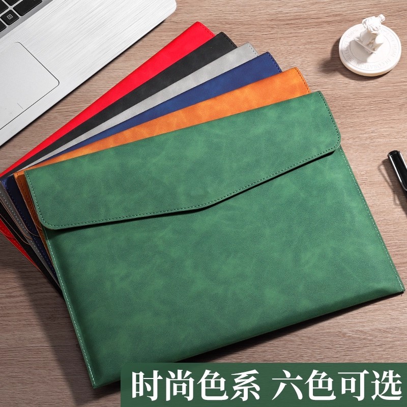 A4 Business Leather Storage Document Document Test Paper Holder Waterproof Large Capacity Document Bag Customizable with Printable Logo