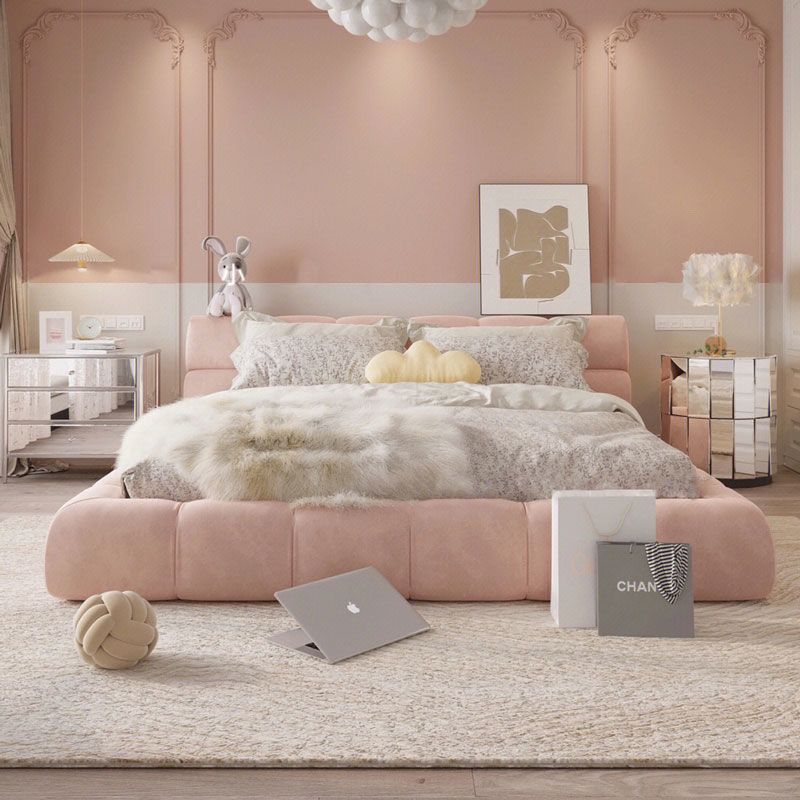 Modern Minimalist Ins-Style Puff Cloud Bread Bed for Master Bedroom, Girls' Wedding Bed, French-Style Floor Cream Bed for Home Use