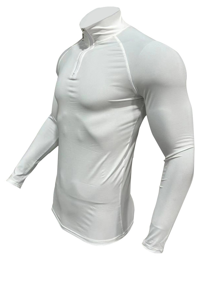 Cross-border New Men's Milk Silk Long Sleeve Polo Shirt Suitable for Spring Fitness and Running