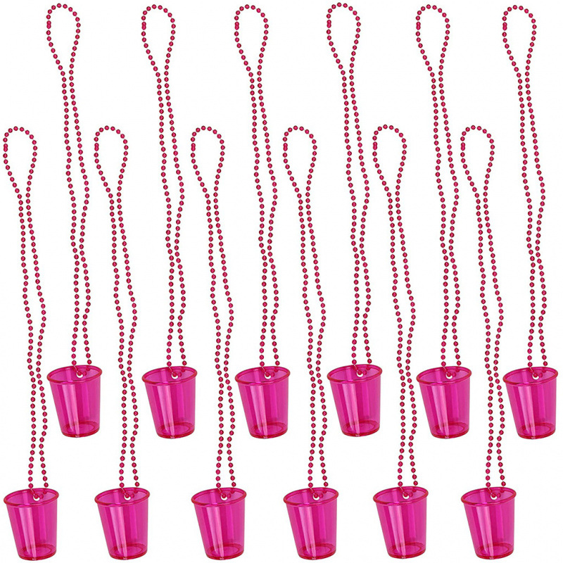 Popular Prom Party Plastic Transparent Bead Chain Cup Bachelor Party Irish Festival Connected Bead Necklace Shot Glass