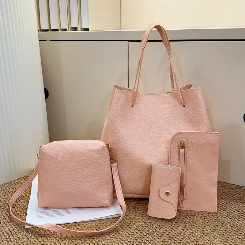 2025 New Style Pebbled Four-Piece Bag Cross-Border Foreign Trade Women's Bag Simple Fashion Shoulder Bag Crossbody Bag Bucket Bag