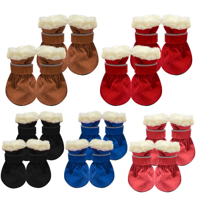 Pet Snow Boots Fleece-Lined Warm Soft-Soled Shoes Dog Shoes Puppy Soft Shoes Toddler Non-Slip Warm Pet Shoe Covers