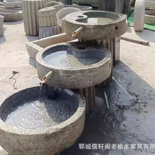 Old Stone Trough Stone Millstone Courtyard Flowing Water Ornaments Bluestone Stone Trough Fish Tank Flower Pot Balcony Fish Lotus Pond Landscape