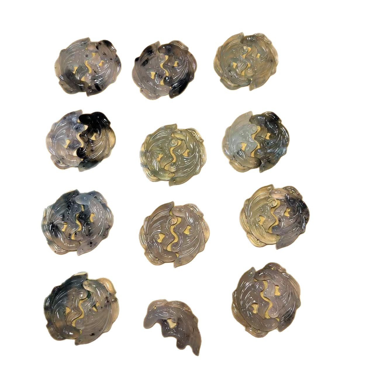 Natural Jade Pisces with Crafts Xiuyan Jade Carving Pendant Pendant Accessories