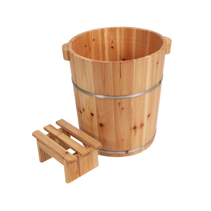 Warm Foot Bath Bucket, Traditional Xizang Foot Bath Bucket, Foot Bath Bucket, Solid Wood Foot Bath Bucket, Small Deep Bucket with Lid Wooden Bucket