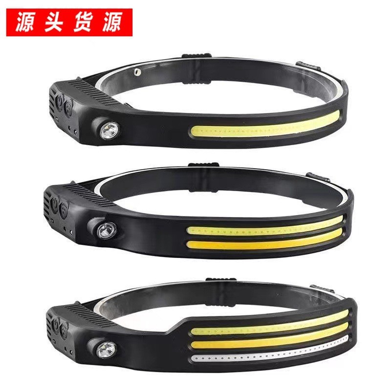 Трансграничный новый силиконовый волновой сенсорный налобный фонарь с USB зарядкой мощный уличный кемпинг бег рыбалка COB налобный фонарь
