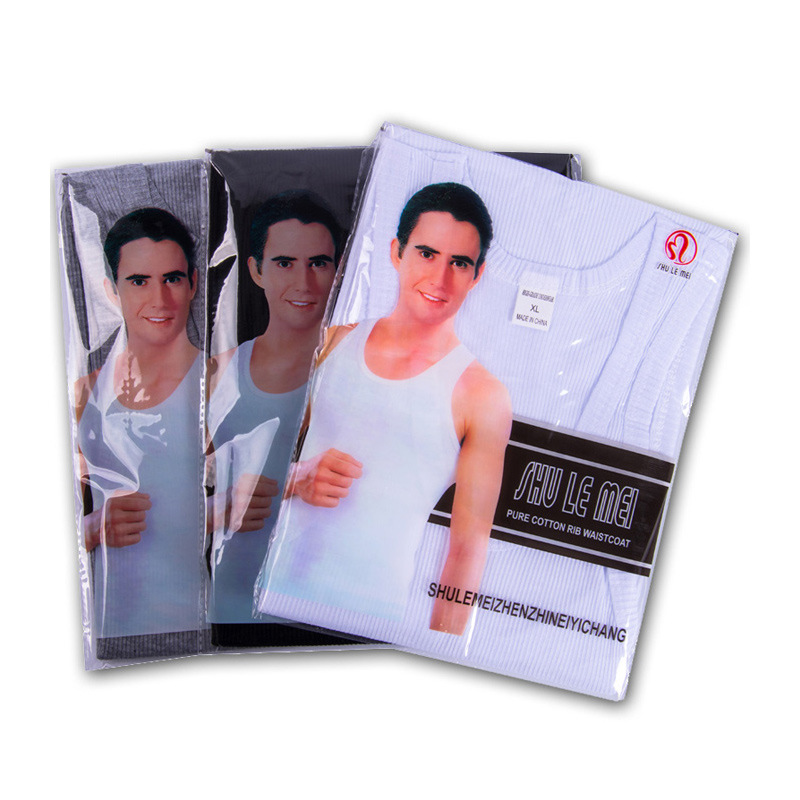 Export Men's Vest Polyester Sports Youth Men's Inner Wear Hurdle Vest Knitted Foreign Trade Threaded White Vest