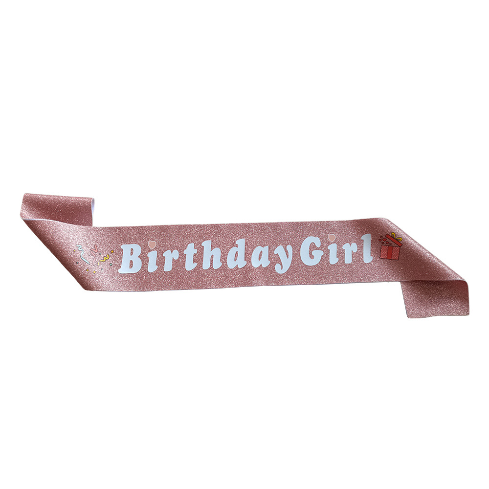 Children's birthday Shoulder Strap birthday girl Cross-border birthday Party Glitter Powder Etiquette Shoulder Strap