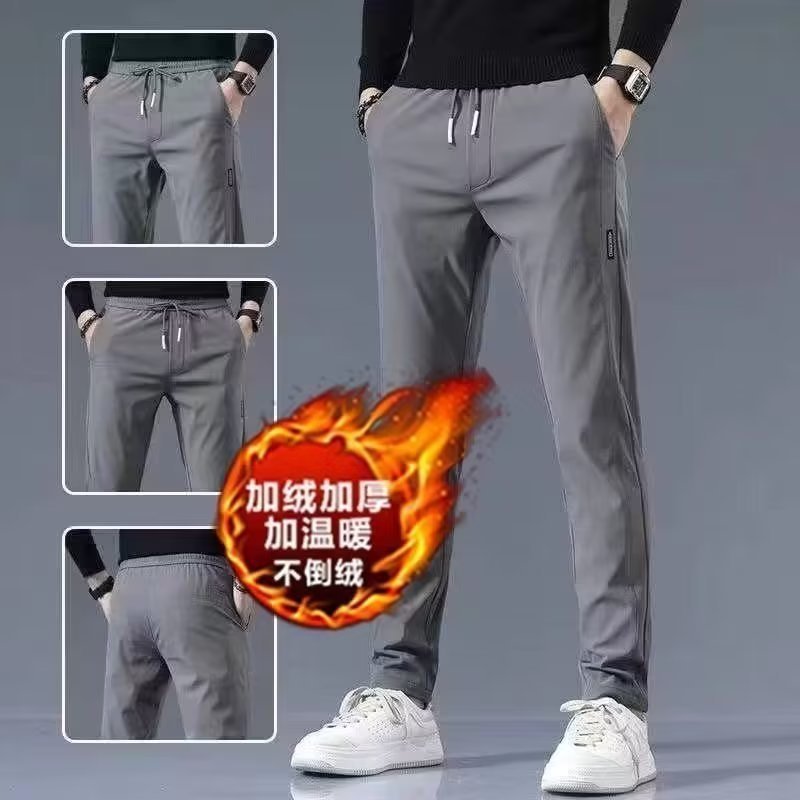 Black label cashmere pants men's autumn and winter Korean style plus size slim fit tall straight business casual pants factory in stock