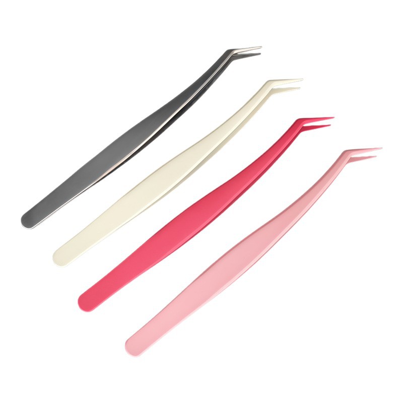 Glue-Free False Eyelash Tweezers, Grafted Eyelashes, Stainless Steel Tweezers, False Eyelash Planting, Eyelash Beauty, Anti-Stick Coating, Gold Feather Clip