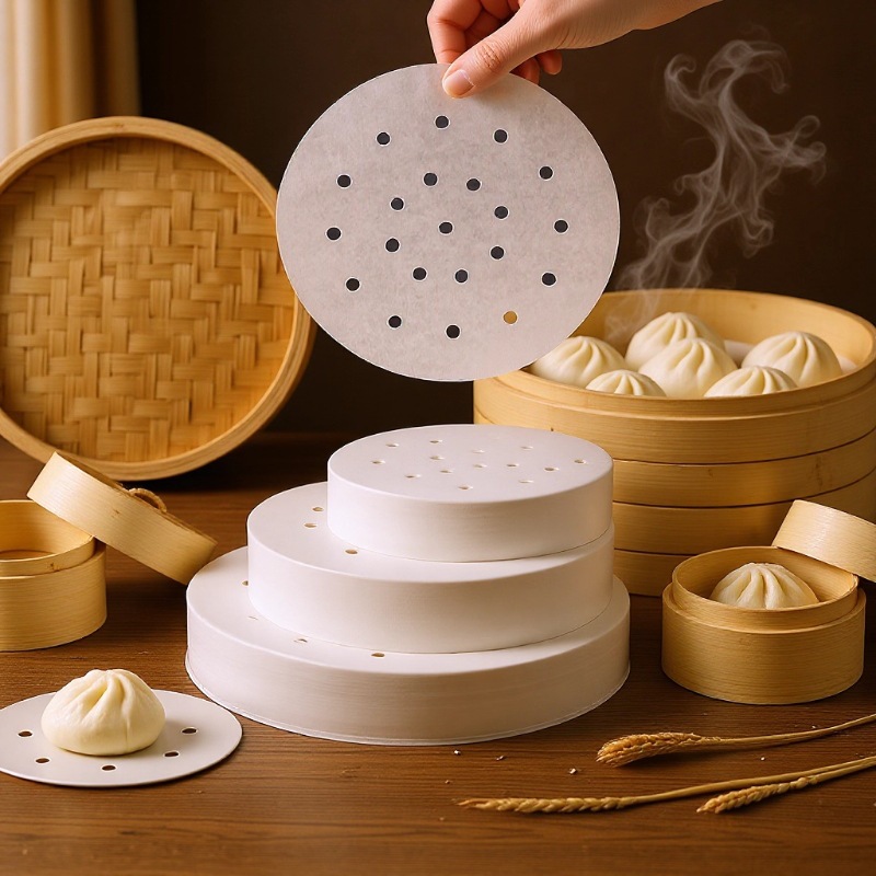 Паровая бумага, бумага для паровых булочек, пергаментная бумага, двусторонний паровой коврик, ткань для паровых булочек, одноразовая антипригарная бумага