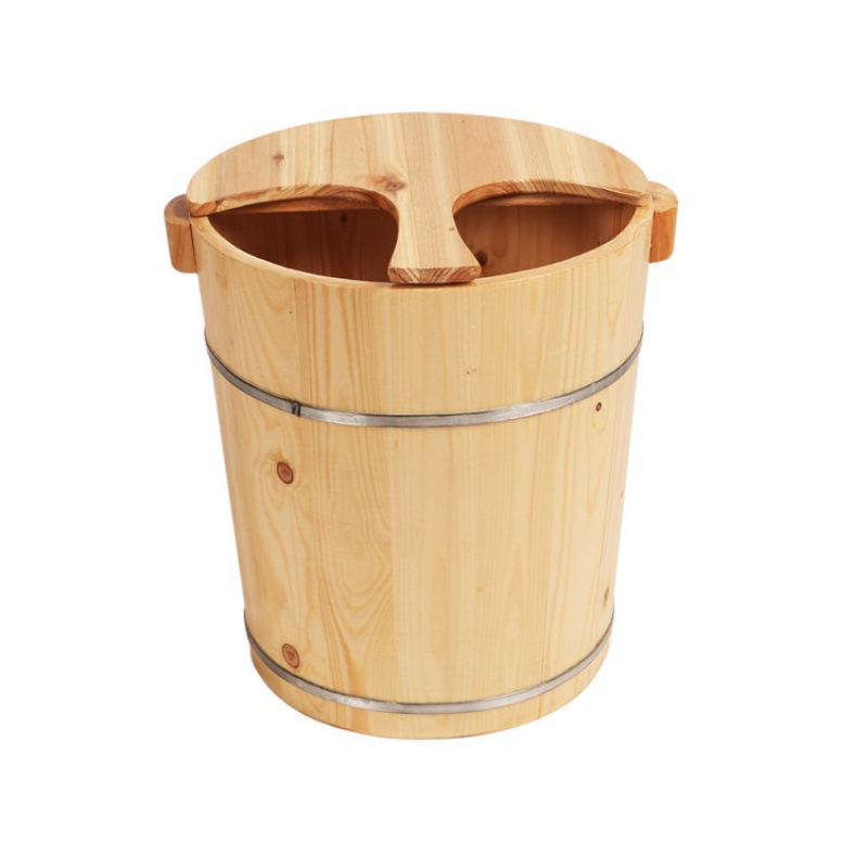 Warm Foot Bath Bucket, Traditional Xizang Foot Bath Bucket, Foot Bath Bucket, Solid Wood Foot Bath Bucket, Small Deep Bucket with Lid Wooden Bucket
