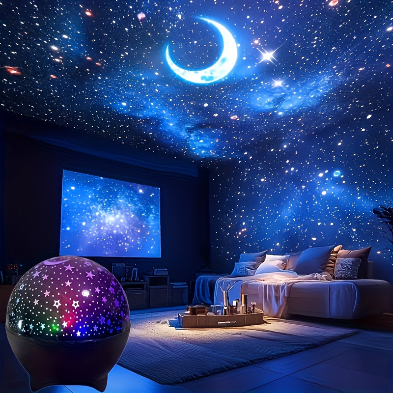 Temu Popular Starry Sky Dream Projection Lamp Star Moon Atmosphere Lamp Northern Lights Water Ripple Star Swirl Small Magic Ball