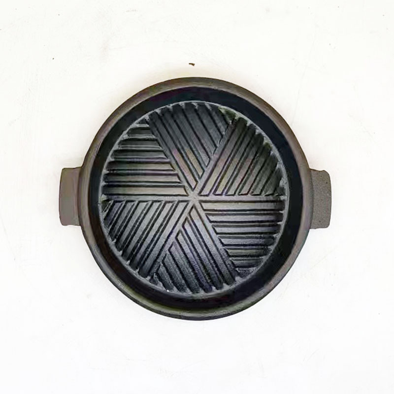 Tols 17CM cast iron pattern barbecue plate outdoor barbecue plate for alcohol stove commercial single steak barbecue plate