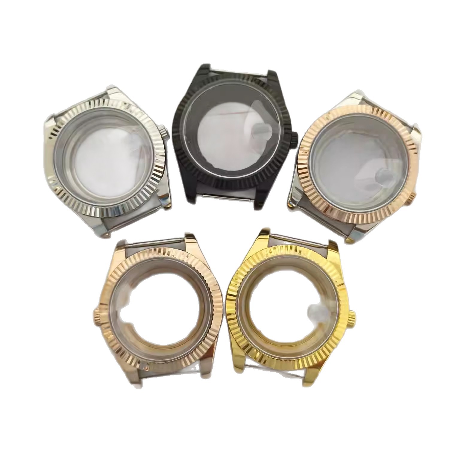 New Watch Accessories 41mm Electroplated Black Rose Gold Case Multi-Color Transparent Bottom Sapphire Mirror Suitable for 8285 Movement