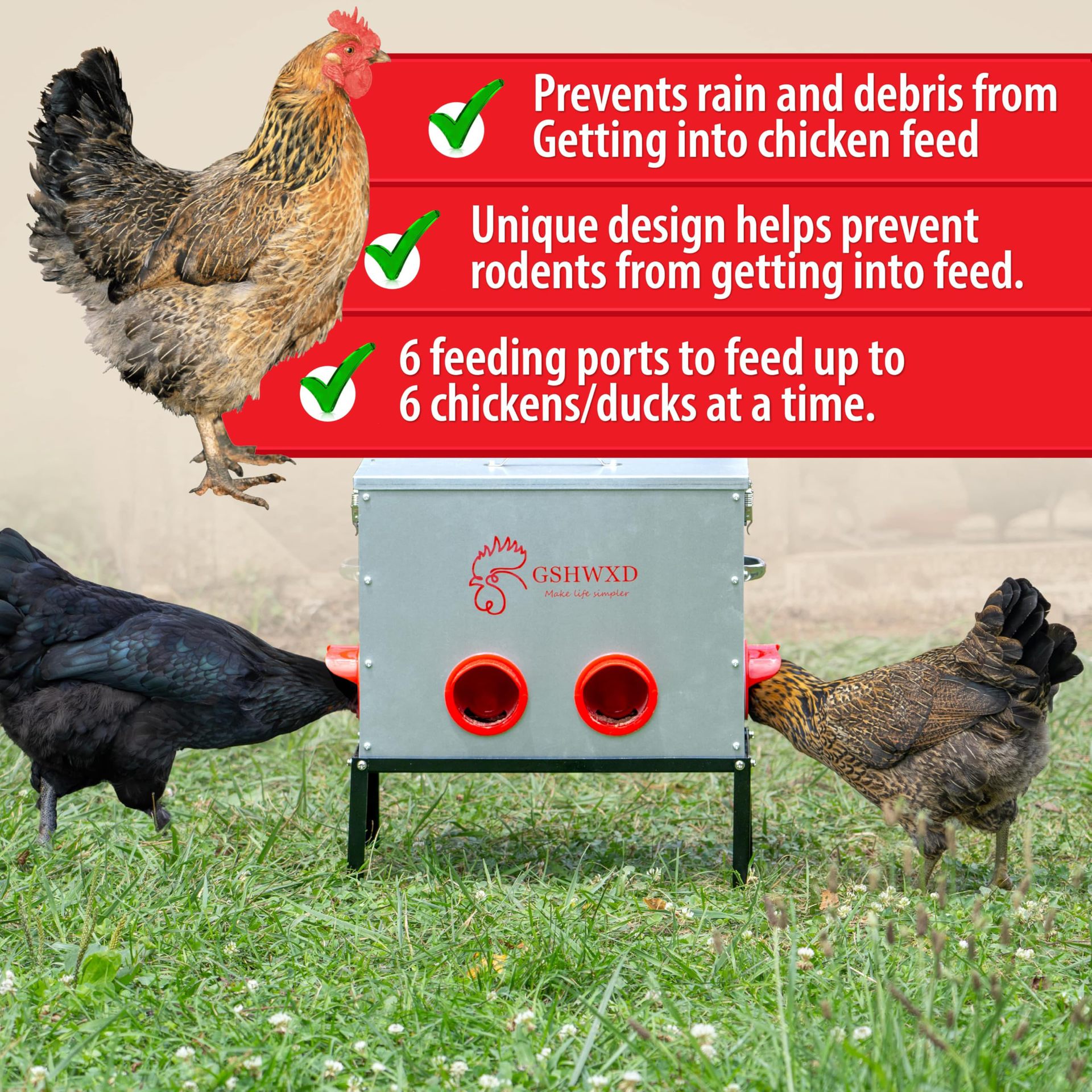 Кросс-бордерный популярный поилк для кур, безотходный раздельный металлический поилк, большой объем, портативный