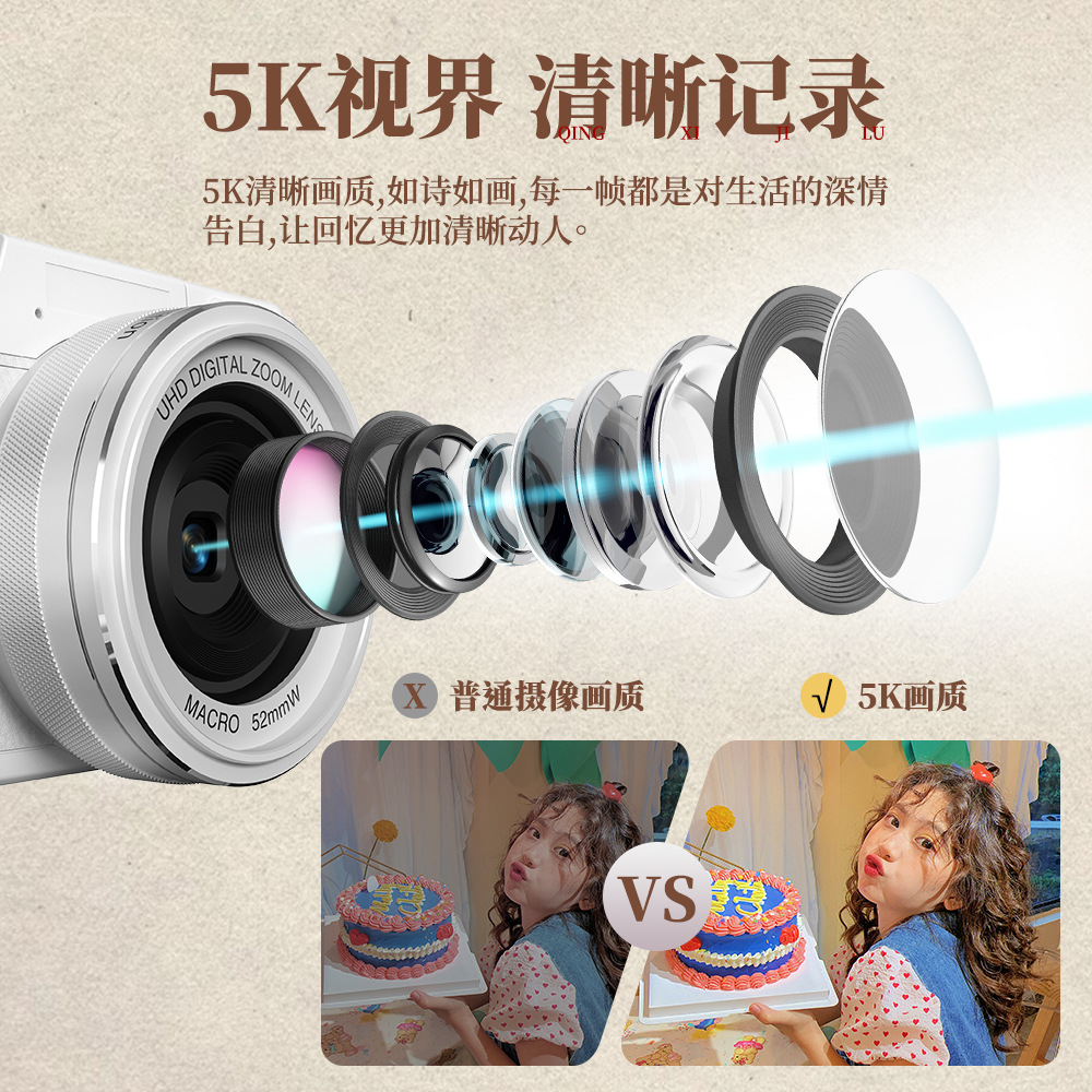 2025 New Campus Camera Mirrorless Camera Wifi 5K Hd Camera Cross-Border Foreign Trade Aliexpress Pinduoduo