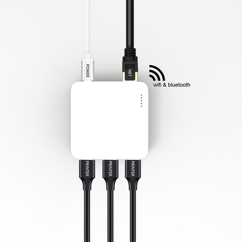 Wired Wireless Printing Server 3-Port USB Printer Sharer Mobile Phone Printing Computer Server