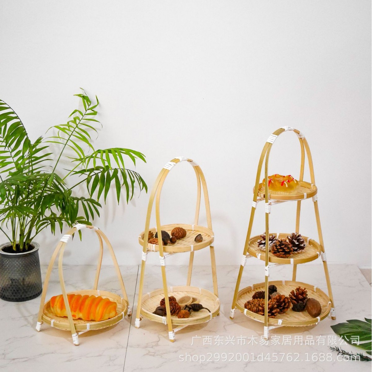 Бамбуковая корзина для закусок и фруктов, стенд для тортов, ручная многоуровневая корзина для хранения, креативные бамбуковые корзинки
