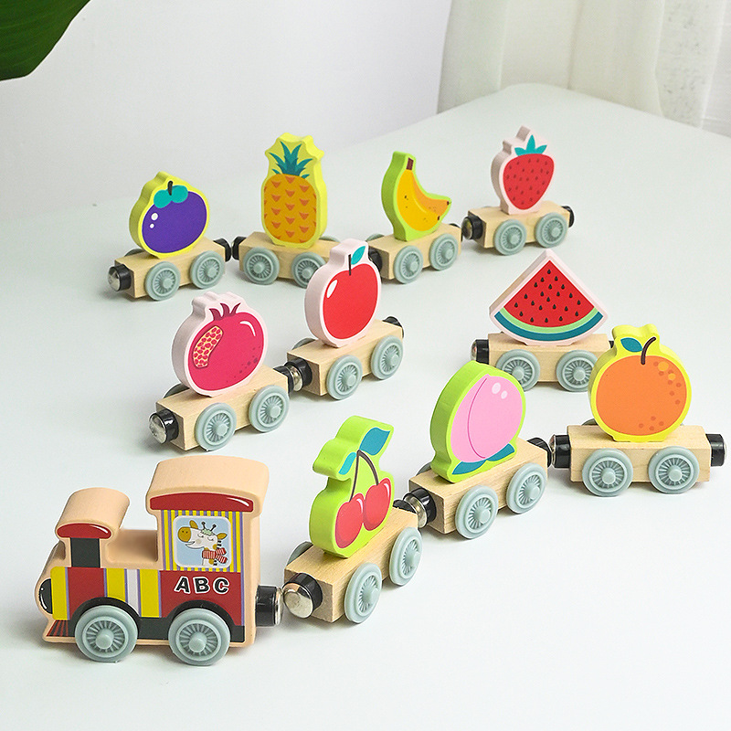 Magnetic Digital Train Building Blocks 1-3 Years Old Assembled Car Enlightenment Development Children's Early Education Educational Wooden Toys