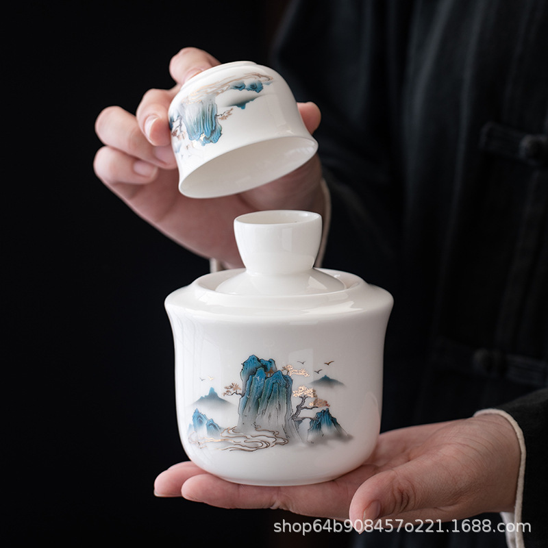 Набор для подогрева вина из белого фарфора Dehua для подогрева алкоголя, подходит для белого вина, желтого вина и саке, подарочный набор в современном китайском стиле