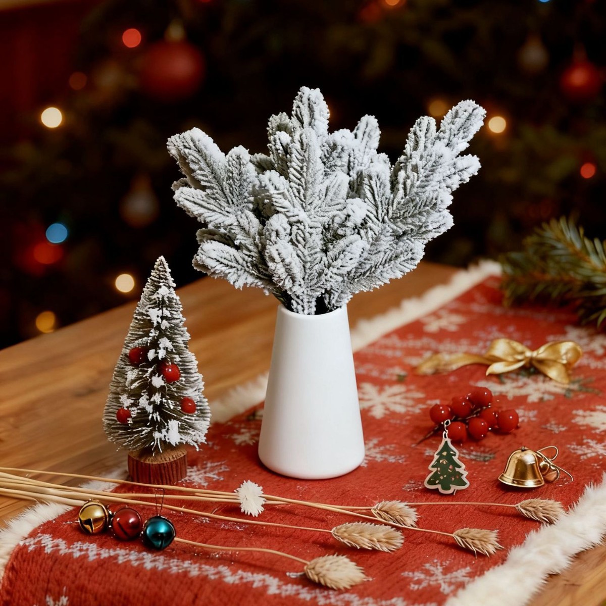 Импортные рождественские снежинки с флокированием, пятиконечные снежинки, ветки сосны для рождественского декора в помещении