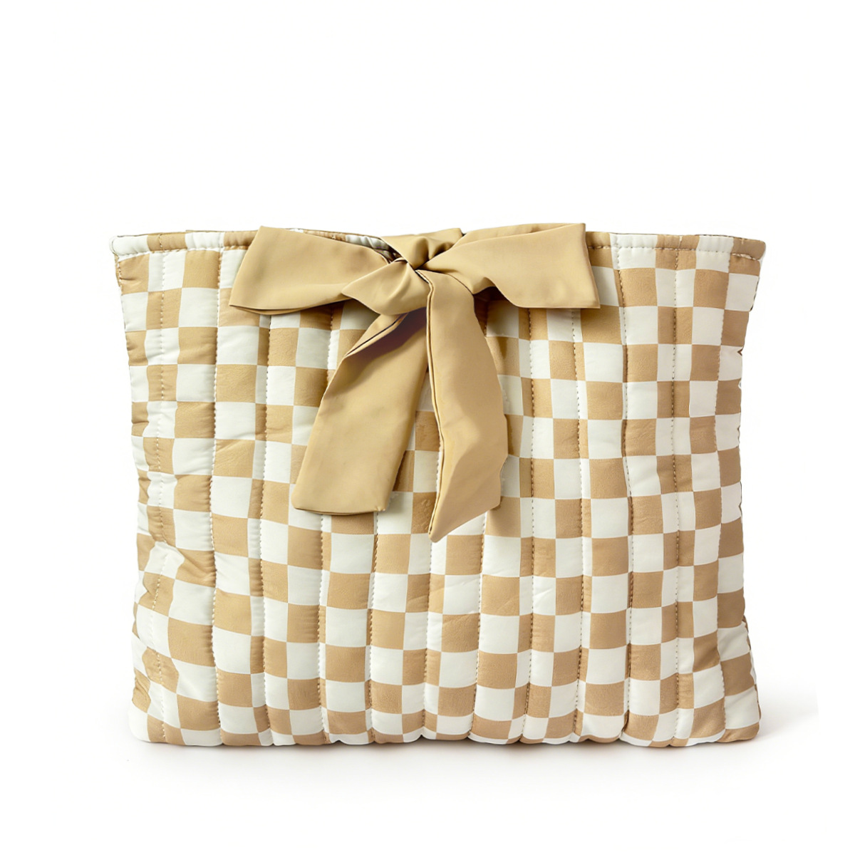 Floral Pattern Quilted Large-Capacity Small Floral Bag with Bow Tie for Autumn and Winter, Suitable for Carrying Books