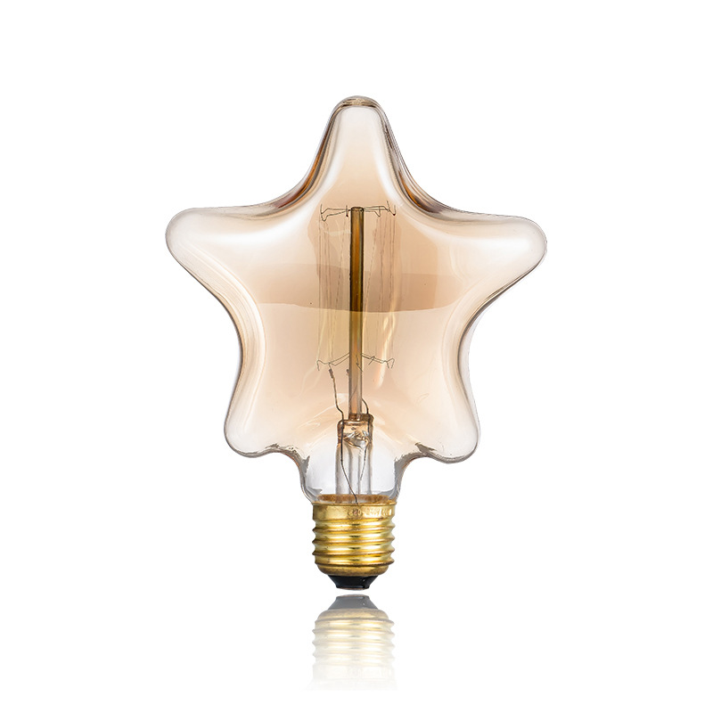 [Five-Pointed Star Straight Silk] Edison Retro Dimmable Bulb Christmas Party Atmosphere Decorative Bulb