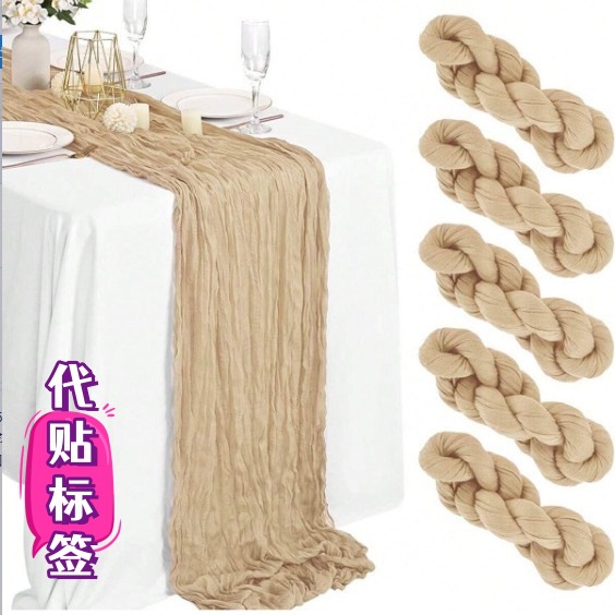 Bali yarn wrinkled cloth table runner European twist tablecloth wedding party decoration wrinkled Bohemian style table runner wholesale