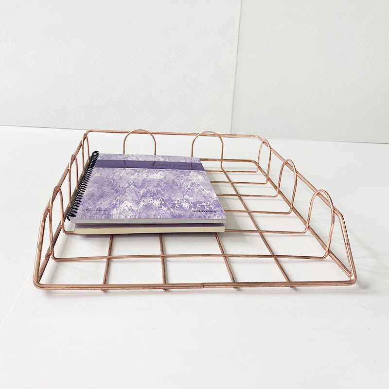 Nordic Iron Metal A4 File Basket Magazine Finishing Rack Stackable File Finishing Basket Nordic Simple Style