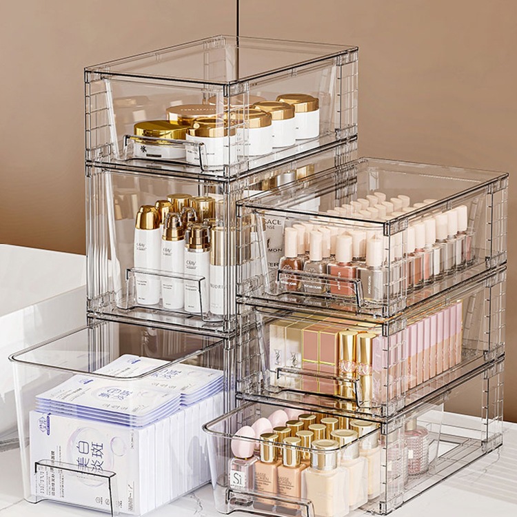 Прозрачная ящичная коробка для косметики, большая настольная коробка, стильная коробка для закусок и мелочей