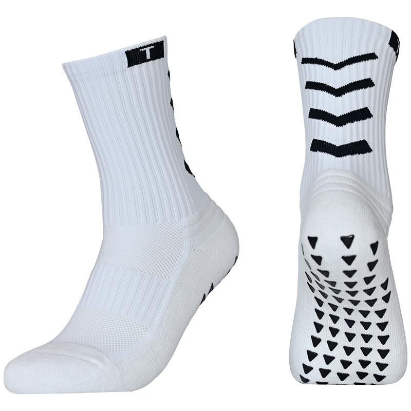 Нескользящие футбольные носки для мужчин, средние спортивные носки с полотняным дном, впитывающие пот