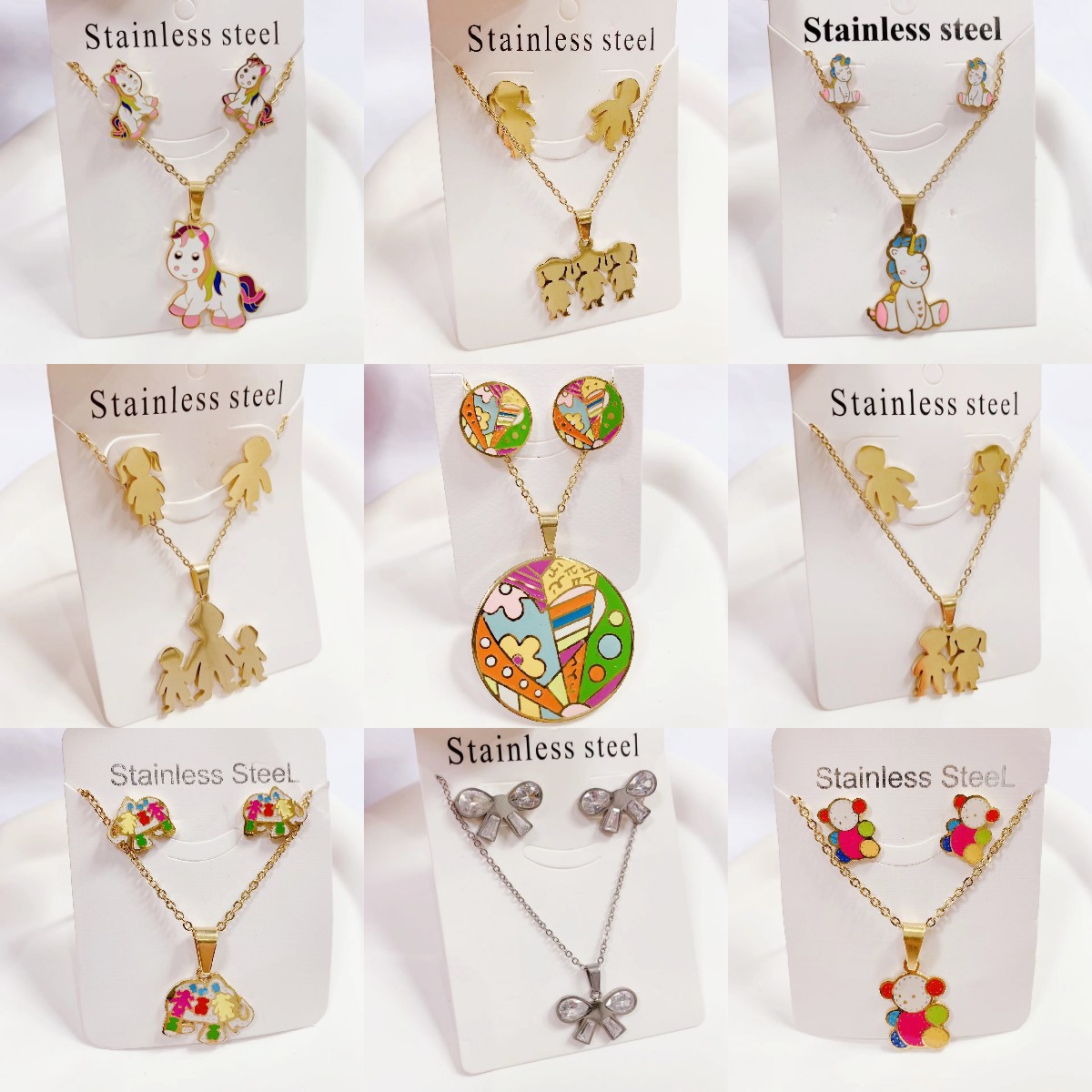 Новая специальная распродажа модное понни милое мультяшное ожерелье из титана для женщин, высококачественное ожерелье с сохранением цвета, комплект серег