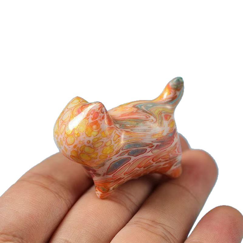 Inherited Craftsmanship Lacquer Cat Figurine New Year's National Trend Gift Desktop Car Hanging Ornament DIY Cultural Toy