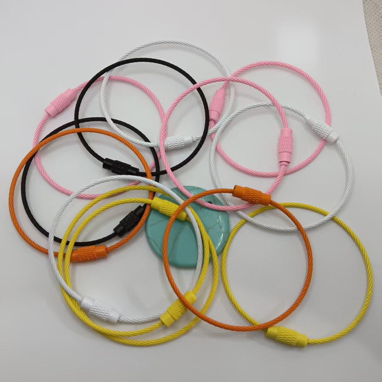 Painted steel wire rope rope with rotating turnbuckle key ring key ring luggage tag buckle steel wire